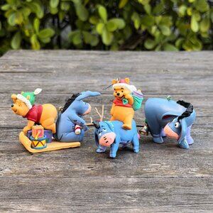 Vintage Lot Hallmark & Disney EEYORE & Winnie The Pooh Christmas Ornaments 2001